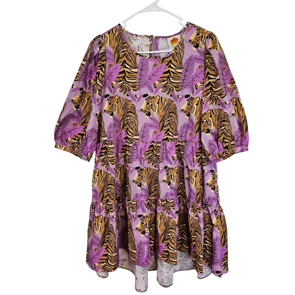 FARM Rio Tiger Leaves Lavender Puff Sleeve Mini Dress - Picture 2 of 12